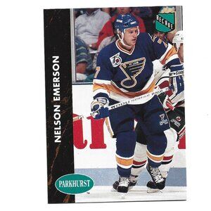 1992 French Parkhurst Nelson Emerson St. Louis Blues Rookie Hockey Card [h54]